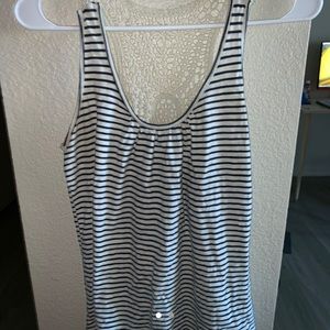 striped crocheted back striped tank top